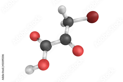 Fototapeta Naklejka Na Ścianę i Meble -  3d structure of Bromopyruvic acid, a synthetic brominated deriva