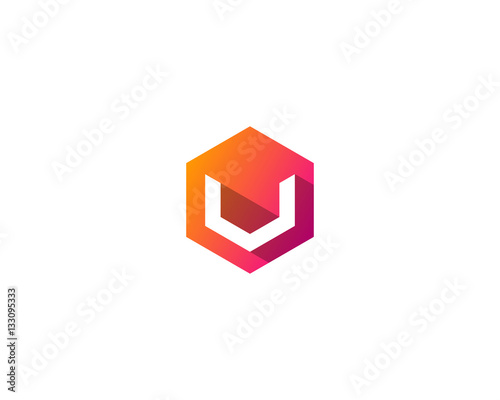 Initial Letter V Hexagon Logo Design Element