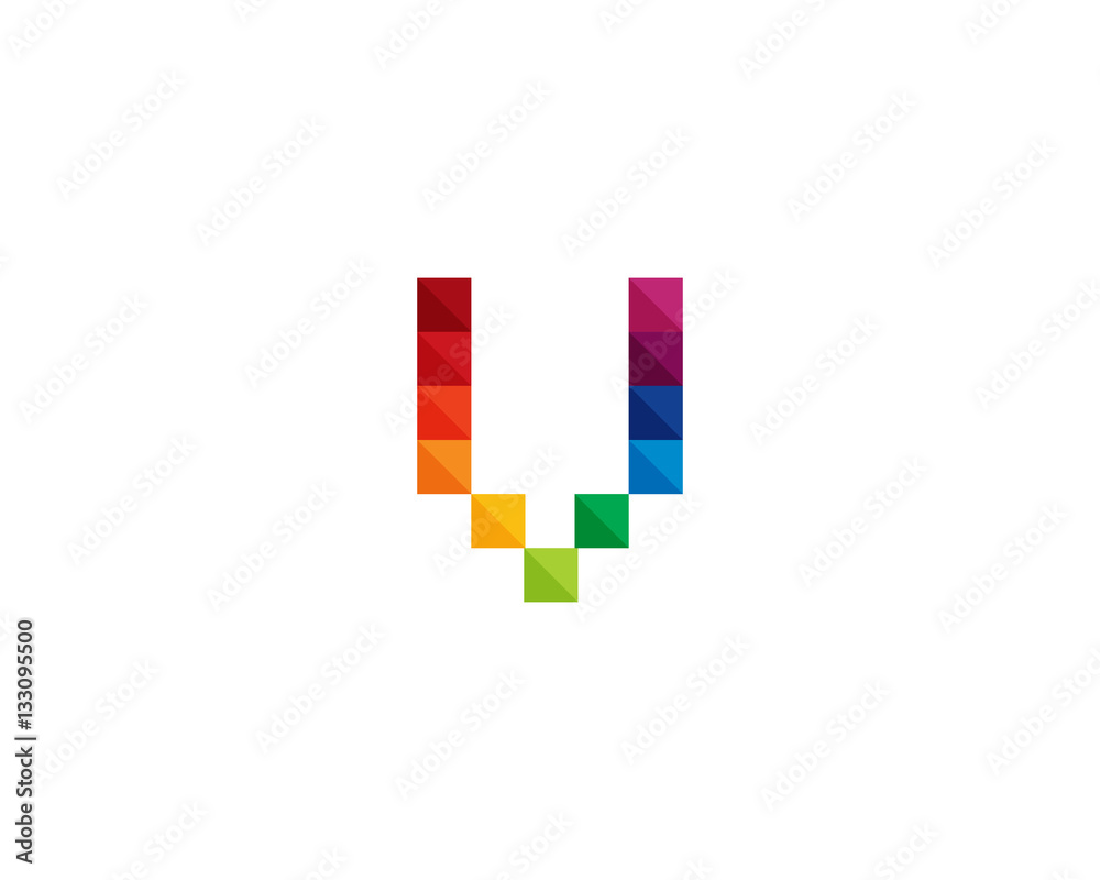 Initial Letter V Colorful Pixel Logo Design Element Initial Letter V Colorful Pixel Logo Design Element