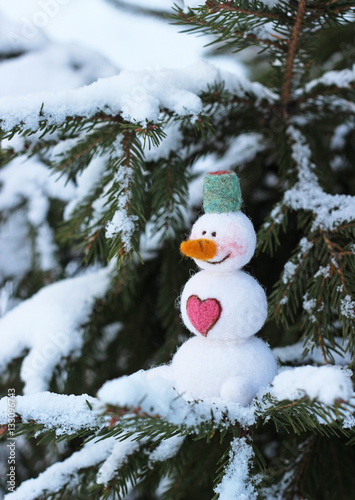 toy snowman, winter background