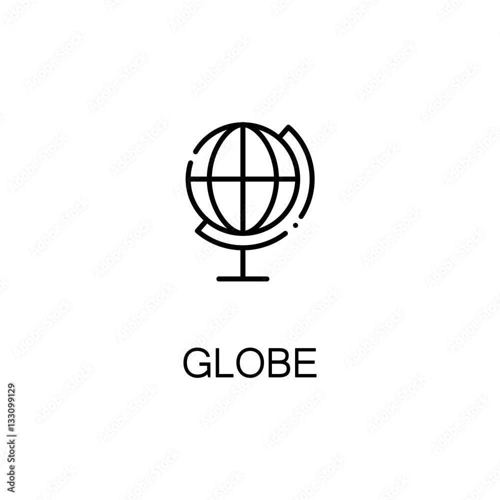 Globe flat icon or logo for web design.