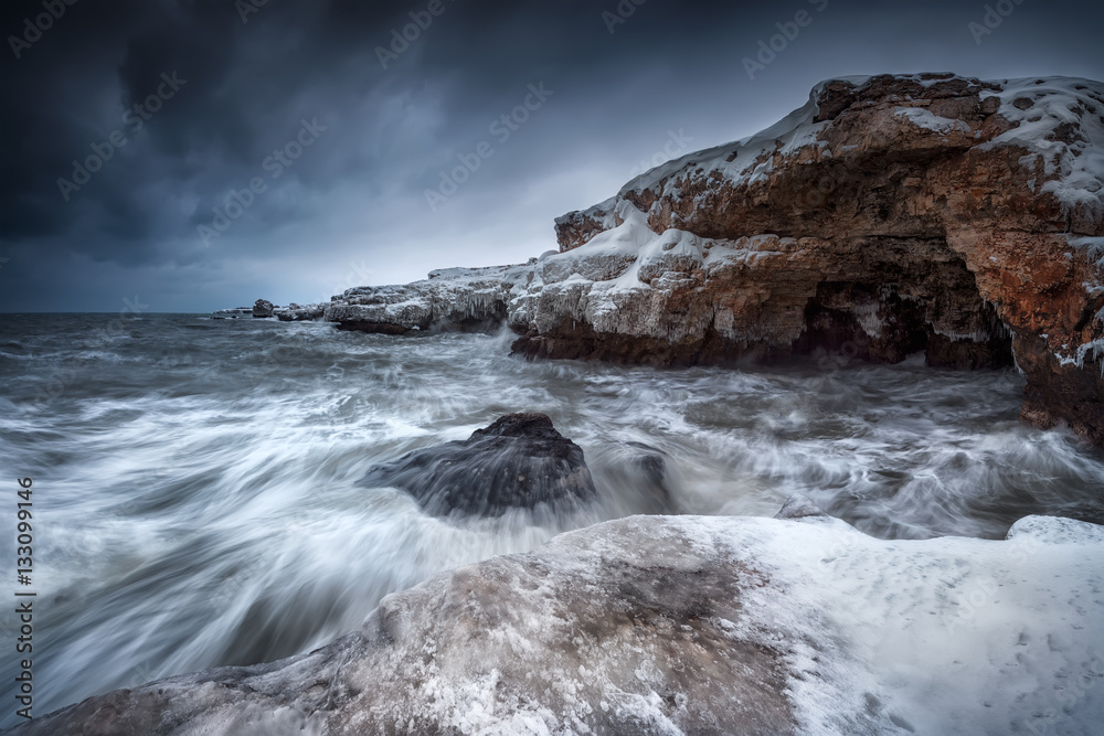 Winter sea /
Magnificent view of the stormy winter Black sea near Tulenovo, Bulgaria Winter sea /
Magnificent view of the stormy winter Black sea near Tulenovo, Bulgaria