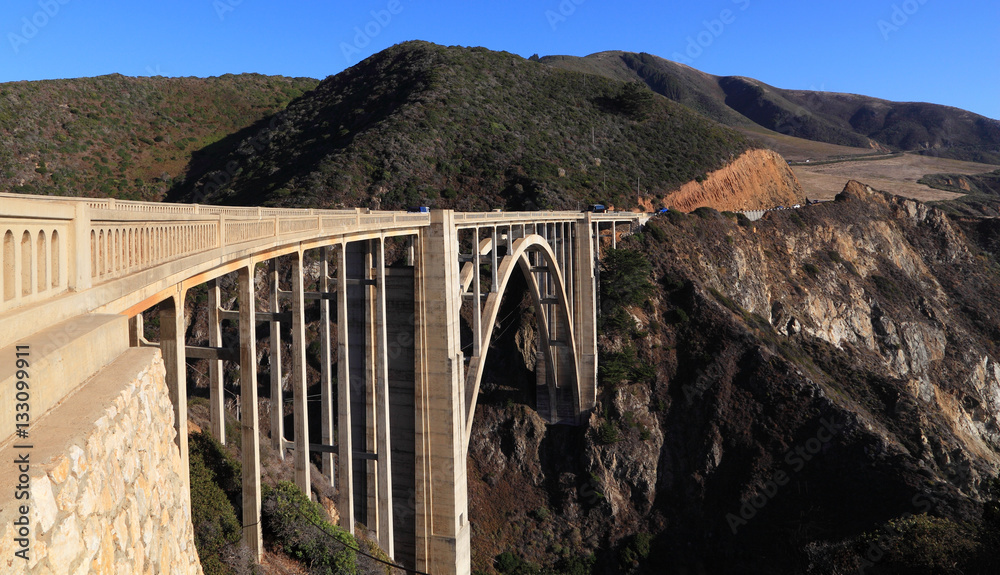 Historic Bixby Bridge located along State Route 1 on the Big Sur coast of California.