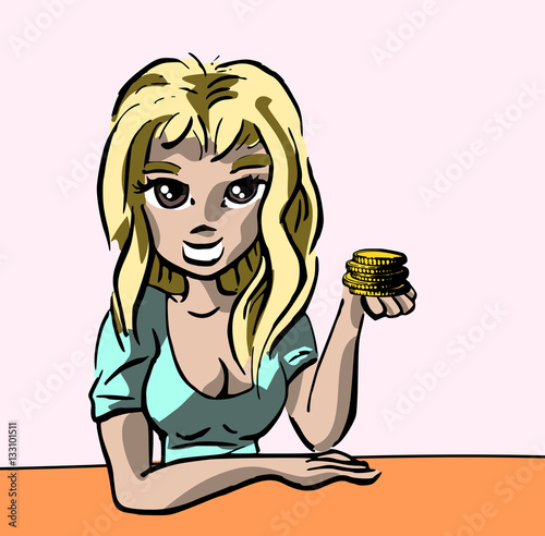 Meisje met gouden munten
