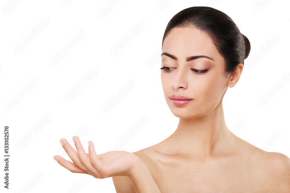 Beautiful indian girl with perfect skin, isolated on white background Beautiful indian girl with perfect skin, isolated on white background