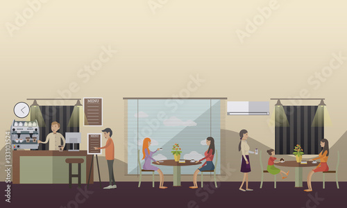 Coffee cafe concept vector illustration in flat style