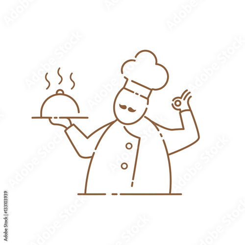 Mustache chef icon on the white background.Vector Illustration