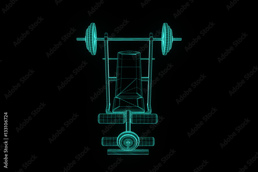 Gym Bench in Hologram Wireframe Style. Nice 3D Rendering
Gym Bench in Hologram Wireframe Style. Nice 3D Rendering