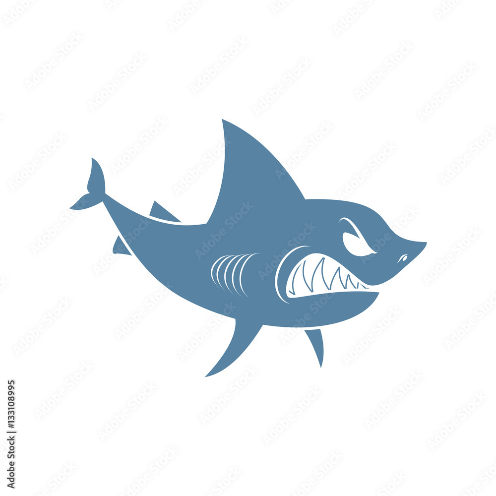 Fototapeta premium Shark isolated. Marine predator on white background