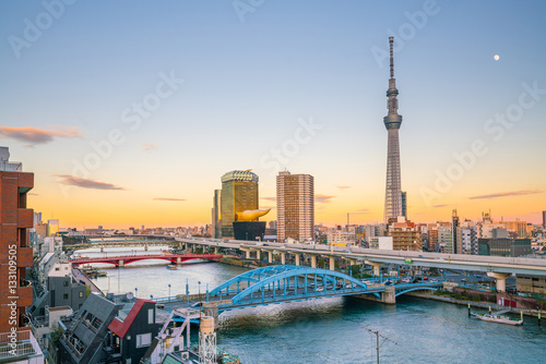 Tokyo skyline with the Sumida River