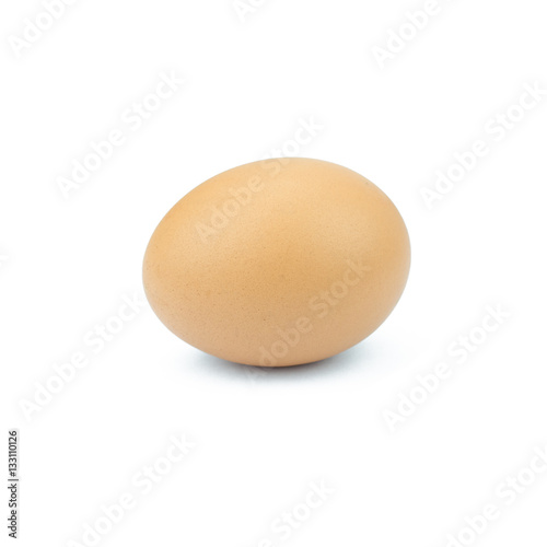 Single brown chicken egg isolated on white..
