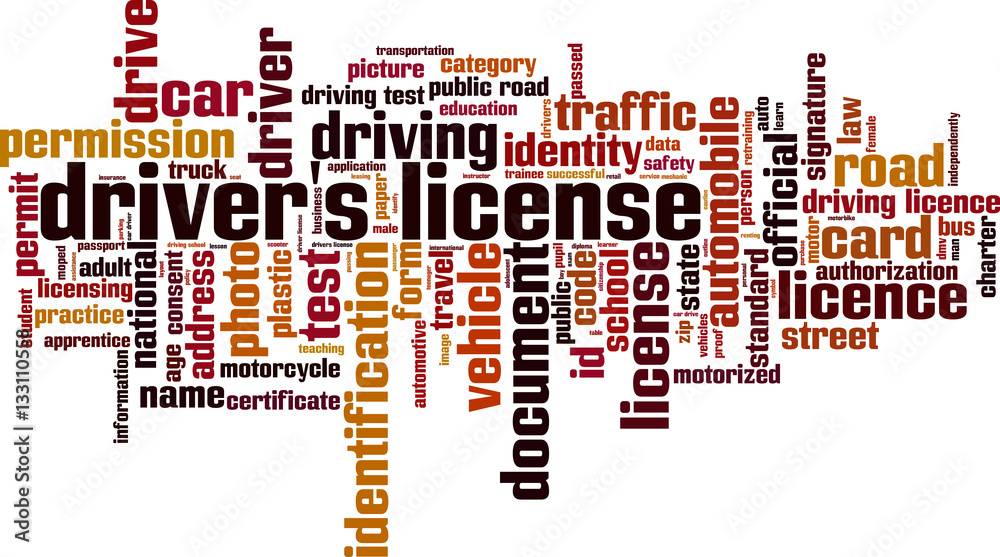 Driver's license word cloud concept. Vector illustration Driver's license word cloud concept. Vector illustration