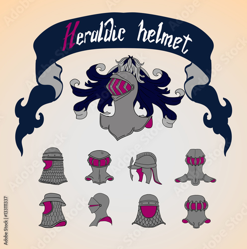 Vector Heraldic helmet Set