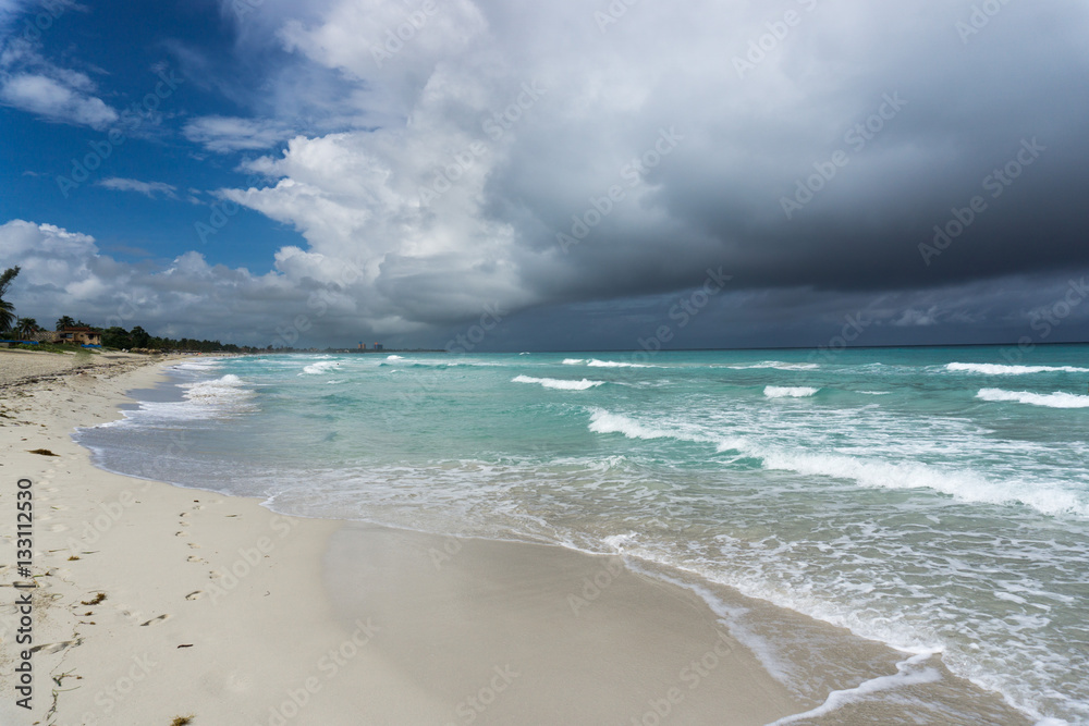 beautiful sea on a cloudy sky background. Cuba coast. beautiful sea on a cloudy sky background. Cuba coast.
