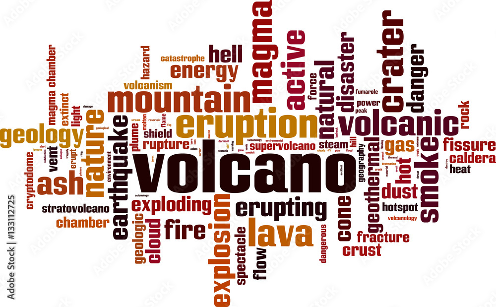 Volcano word cloud concept. Vector illustration Volcano word cloud concept. Vector illustration
