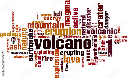 Volcano word cloud concept. Vector illustration