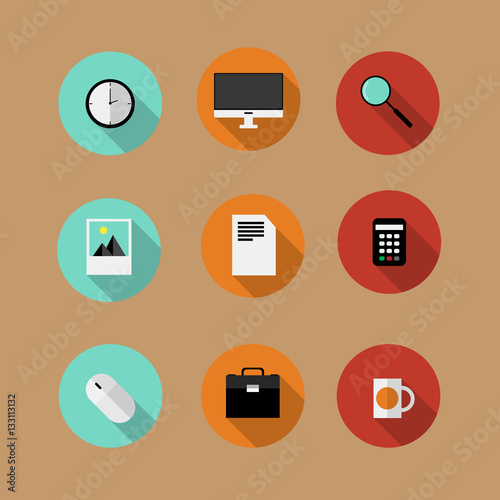 Set of flat vector bussines icons