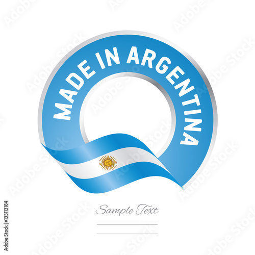 Made in Argentina flag blue color label button banner