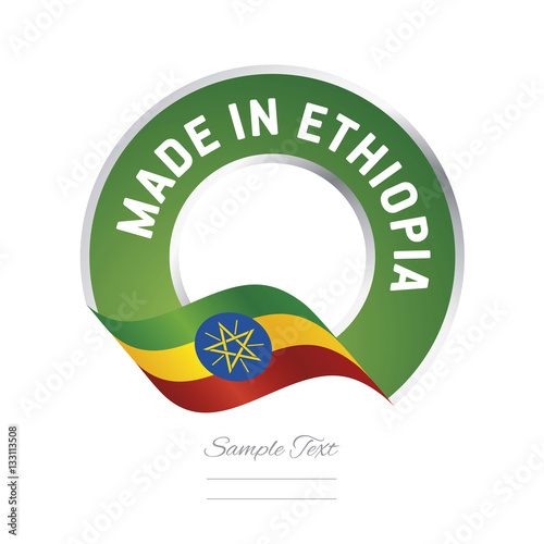Made in Ethiopia flag green color label button banner