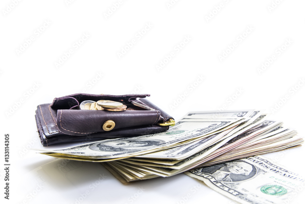 wallet with coins and banknotes wallet with coins and banknotes