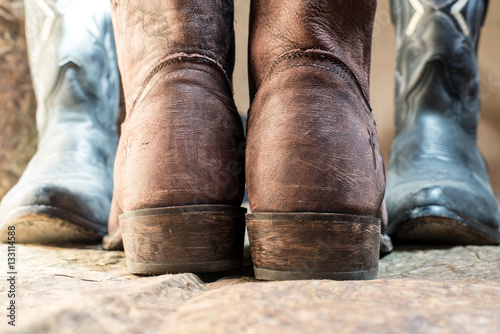detail of country boots, couple dance