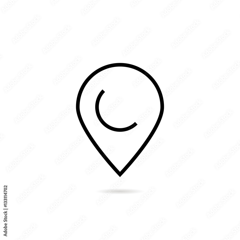 thin line pin sign with shadow thin line pin sign with shadow