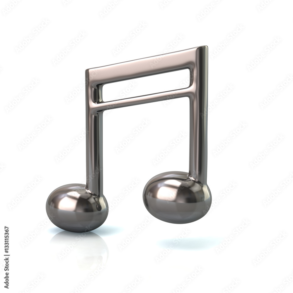 3d illustration of silver music note 3d illustration of silver music note