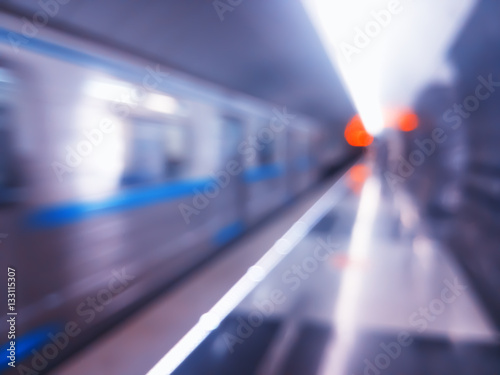 Diagonal moscow metro station bokeh background