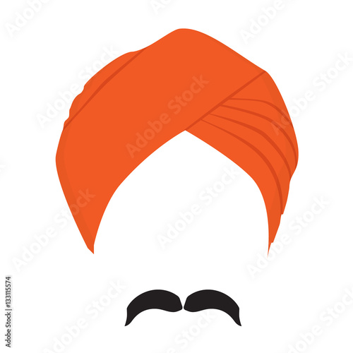 Canvas Print Turban headdress and mustache vector