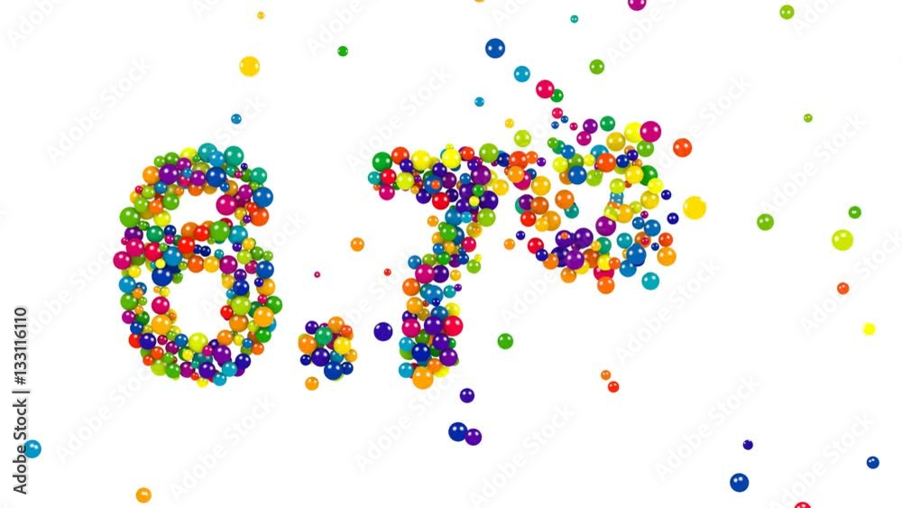The 3D sign six point seven percent made of little colorful marbles isolated on white The 3D sign six point seven percent made of little colorful marbles isolated on white
