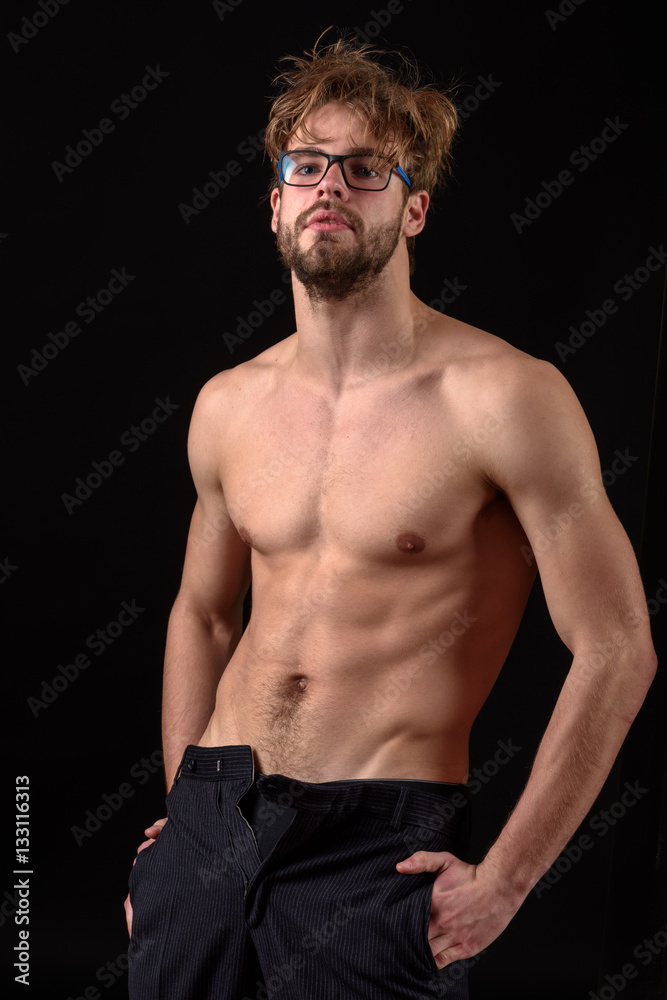 Fototapeta premium bearded man with muscle torso