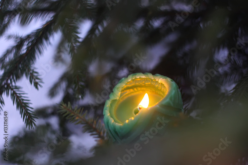 Green burning candle © pictures_for_you