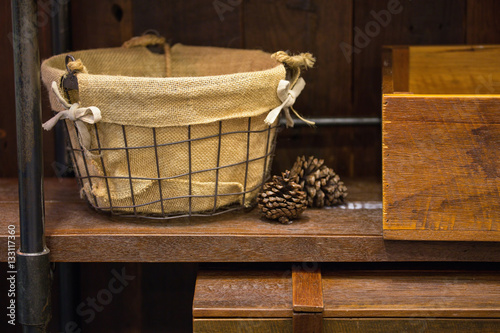 Baskets and wooden cases