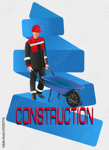 Working man. CONSTRUCTION. Vector image. Poster design, leaflets with the building professions for advertising, announcements, instructions, or presentation.