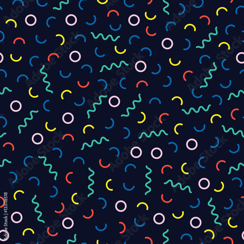 Retro memphis geometric line shapes seamless patterns. Hipster fashion 80-90s. Abstract jumble textures. Black and white. Zigzag lines. Memphis style for printing, website, fabric design, poster.