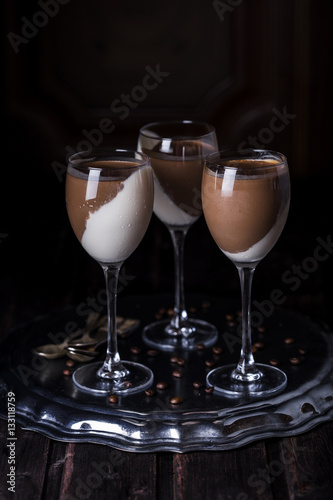 Chocolate and vanilla panna cotta