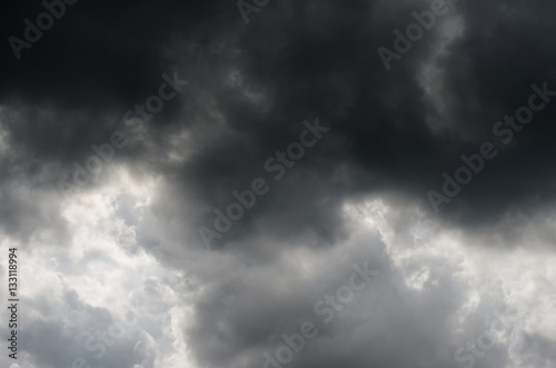 Background of rain or storm dark sky on cloudy day