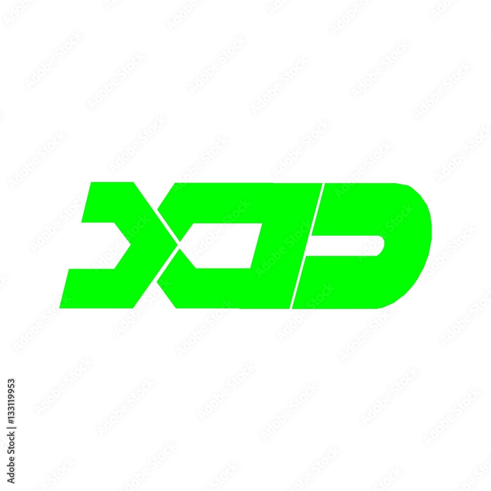 Vector initial letter XD logo icon green color design template Stock