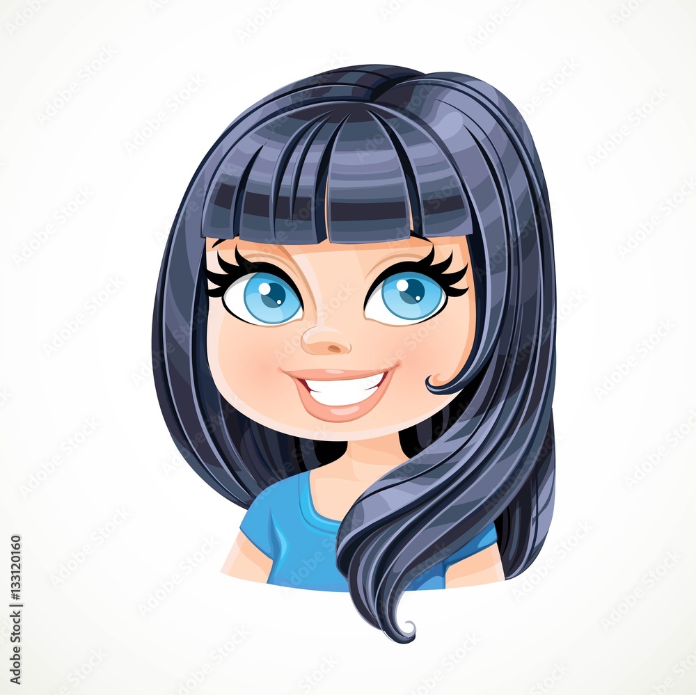 Beautiful brunette girl with black straight hair length of shoul Beautiful brunette girl with black straight hair length of shoul