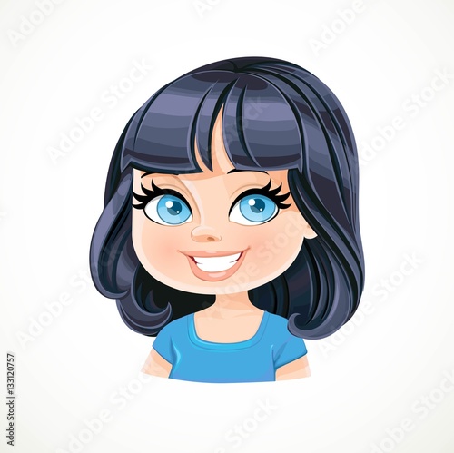 Beautiful brunette girl with black bob haircut with bangs portra