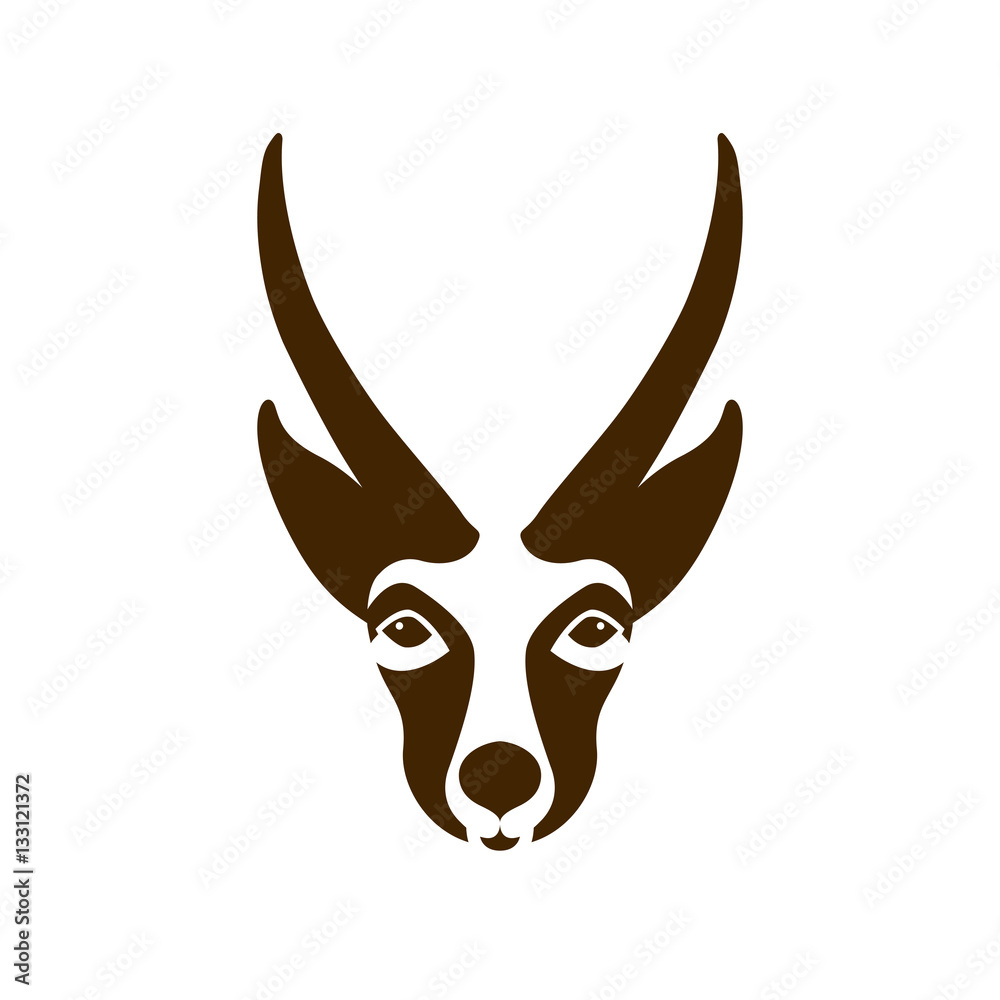 antelope head vector illustration style Flat Stock Vector | Adobe Stock