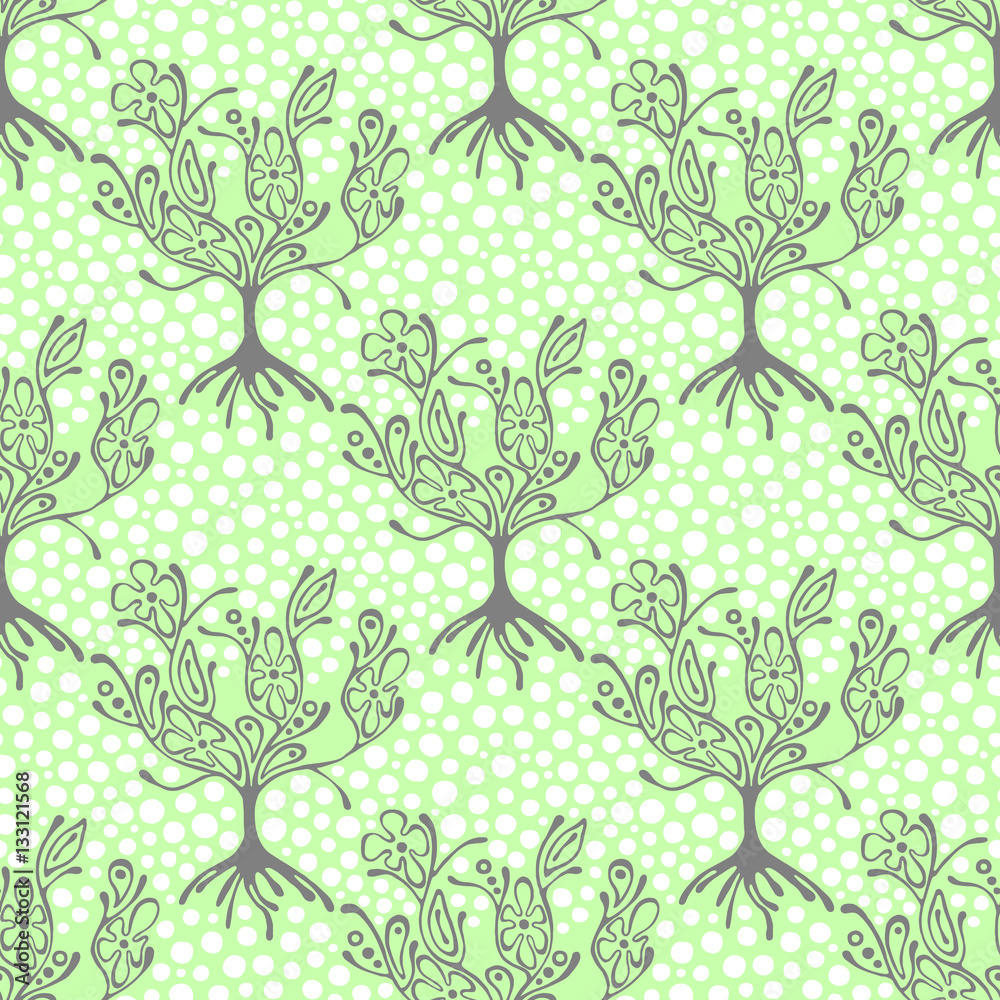 Seamless pattern, vector hand drawn repeating illustration, decorative ornamental stylized endless trees. Colorful abstract background, seamles graphic illustration Artistic line drawing silhouette Seamless pattern, vector hand drawn repeating illustration, decorative ornamental stylized endless trees. Colorful abstract background, seamles graphic illustration Artistic line drawing silhouette