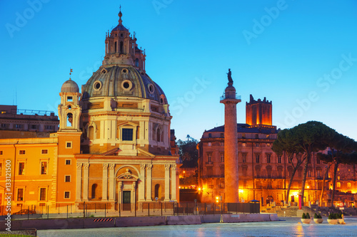 Santa Maria di Loreto church and Colonna Traiana in Rome photo