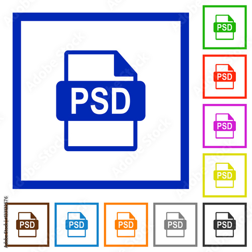 PSD file format flat framed icons