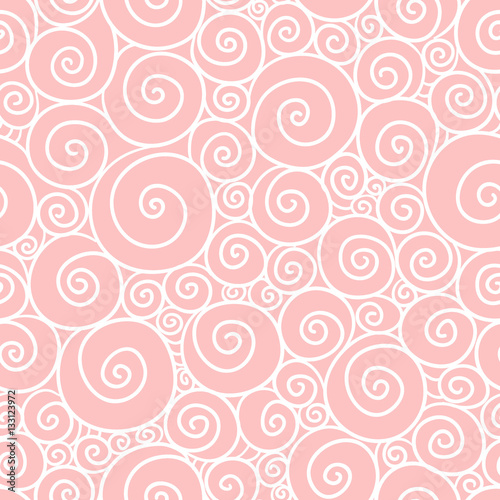 Vector seamless pattern. Abstract pattern with spirals on a pink background.