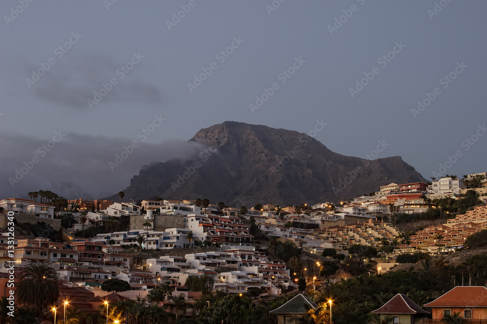 Costa Adeje at night.Tenerife island, Spain