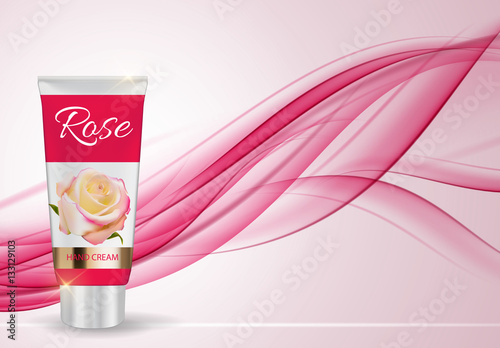 Hand Care Cream Bottle, Tube Template for Ads or Magazine Backgr