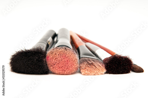 make up brushes for face powder isolated on white