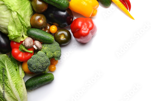Fresh vegetables on white background