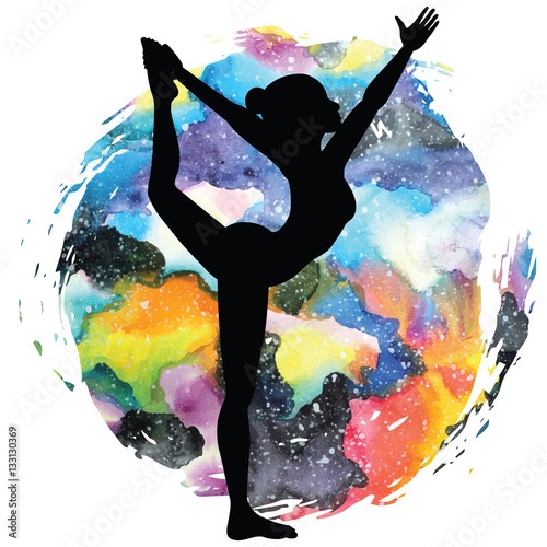 Women silhouette. Lord of the dance yoga pose. Natarajasana
